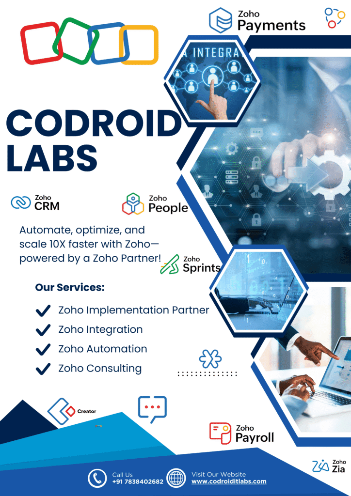Zoho One for Maldives 2 White and Blue Modern Software Integration Solutions Flyer