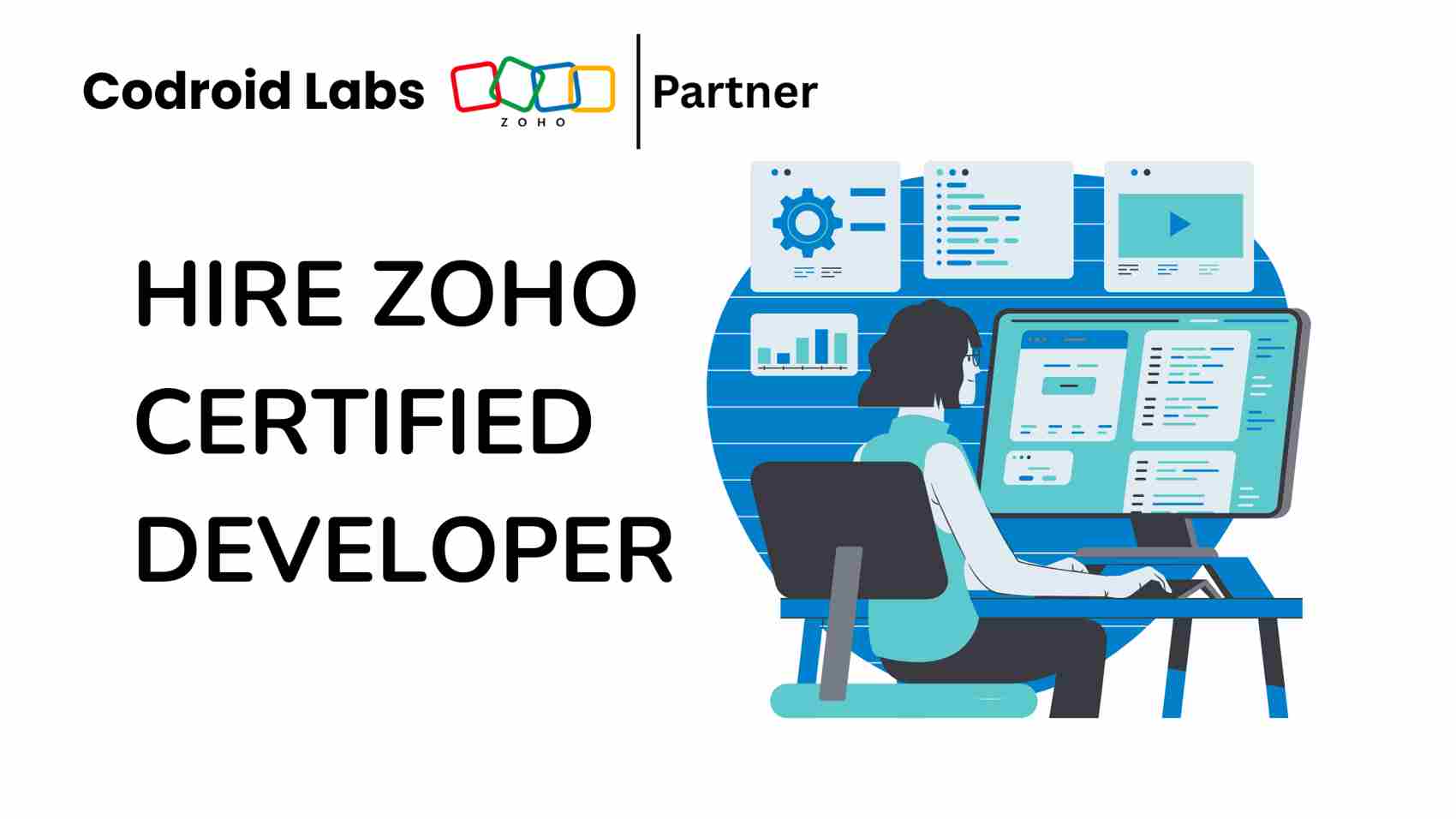 Expert typing code on laptop - Hire Zoho Developer for Custom Deluge Script working on Zoho Creator automation by codroid labs
