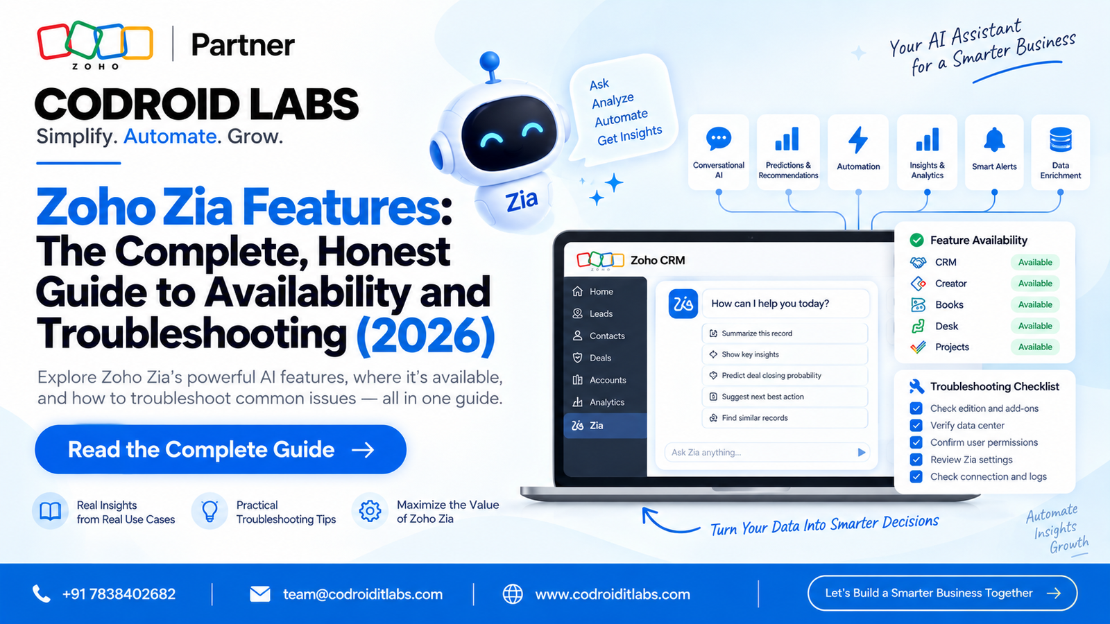 Zoho Zia Features: The Complete, Honest Guide to Availability and Troubleshooting (2026)