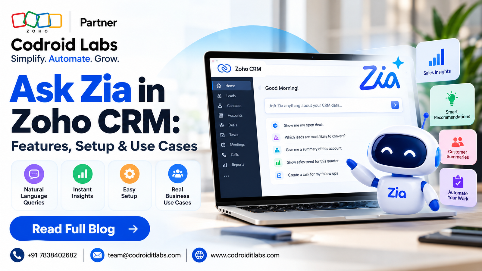 ask zia zoho crm