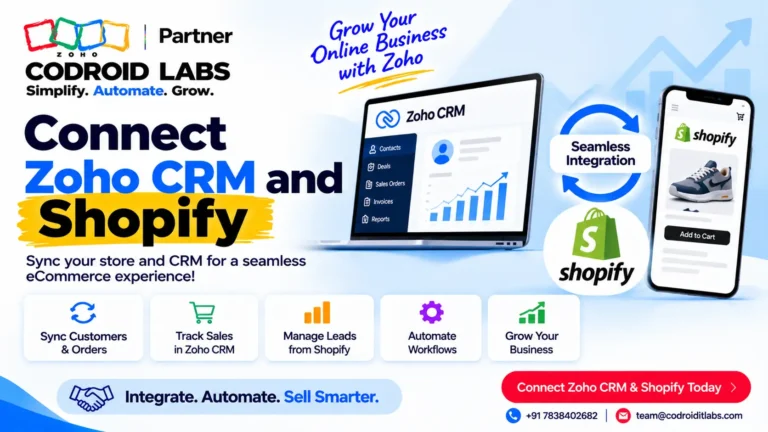 Connect Zoho CRM and Shopify: 4 Proven Ways to End Messy Data 3 Connect zoho crm and shopify codroid Labs