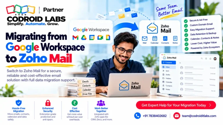Google workspace to Zoho mail codroid labs