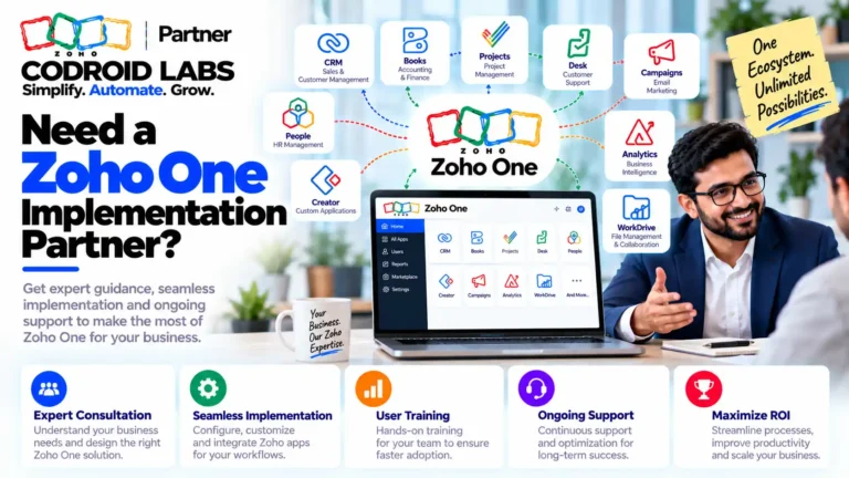 Zoho One Implementation Plan: 8 Proven Steps to a Smooth Rollout 3 Need Zoho one Implimenation Partner Codroid Labs