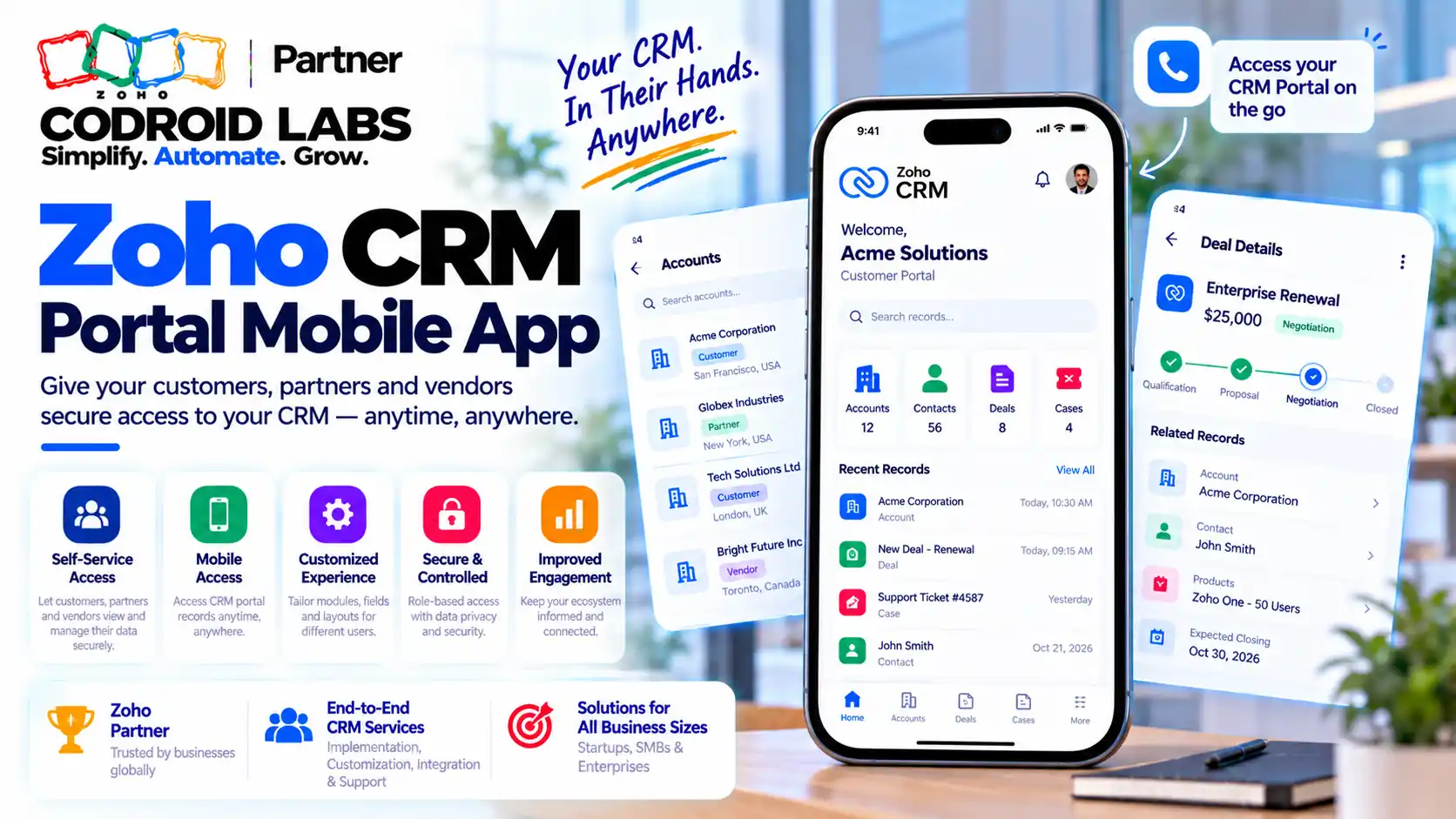 Zoho crm Portal Mobile Application codroid labs